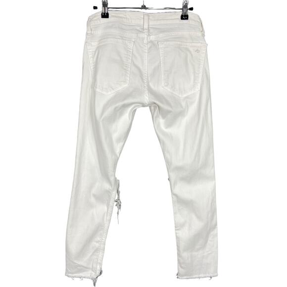 Rag and Bone White Distressed Dre Capri Raw Hem Jeans Size 25 - Picture 3 of 8